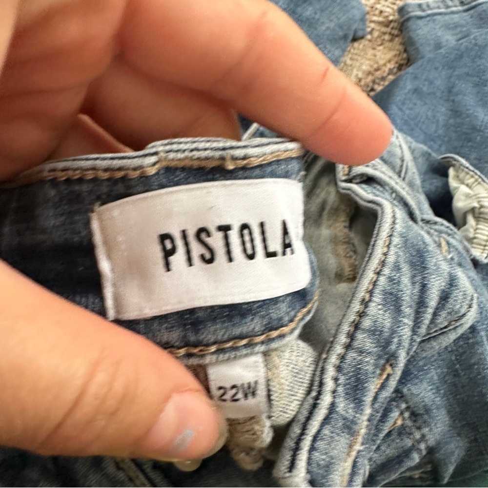 Pistola Light Wash Distressed High Waisted Button Fly Skinny Jeans sz 22W - Picture 3 of 5